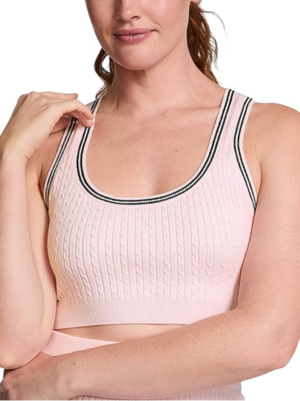 Victoria Secret Heather Pink Petal Logo Cable Knit Tank Bralette